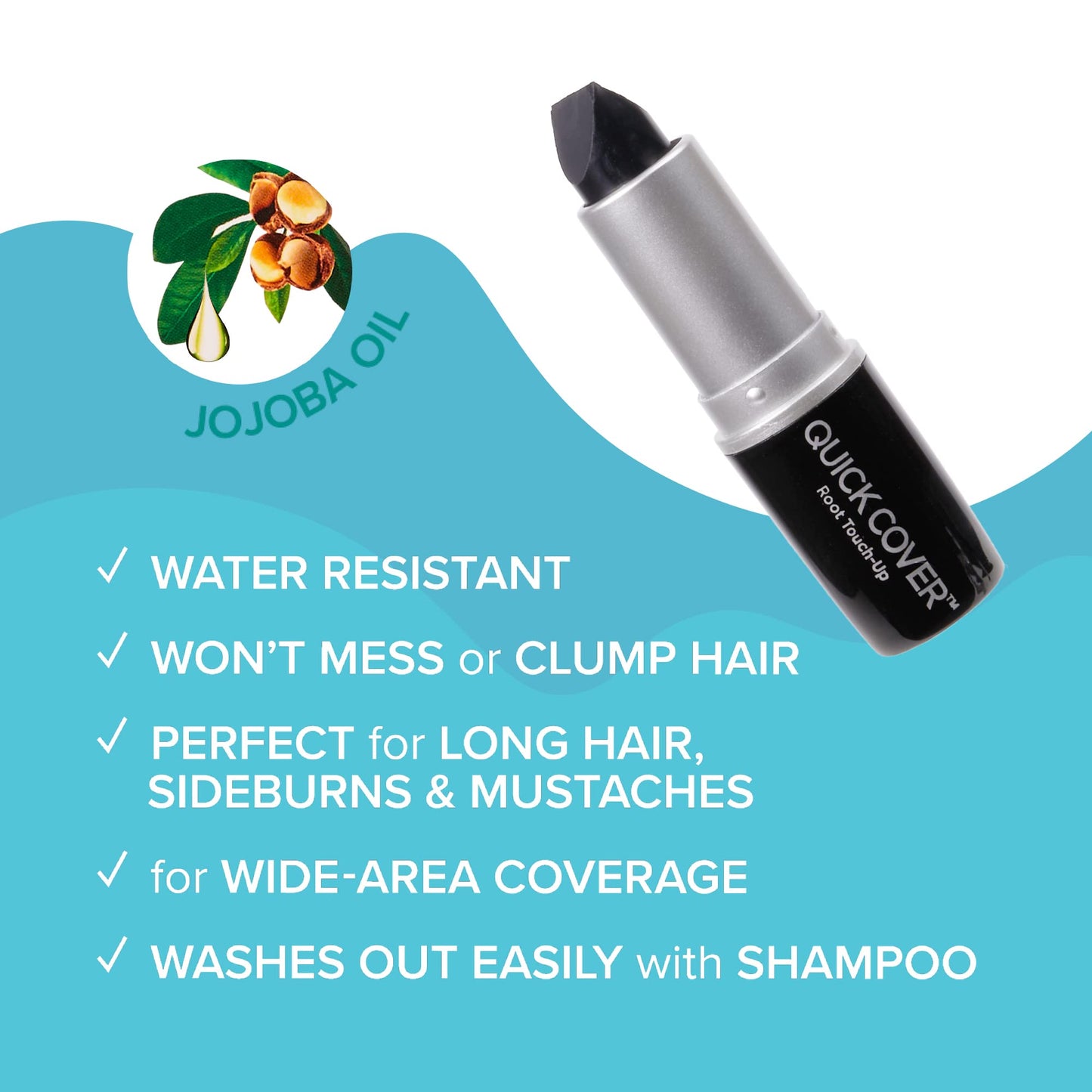 RED by Kiss Quick Cover Root Touch Up Stick, Water-Resistant Temporary Gray Hair Concealer with Brush for Roots and Beard, Long-Lasting Coverage, Easy Application (2 Pack, Black)