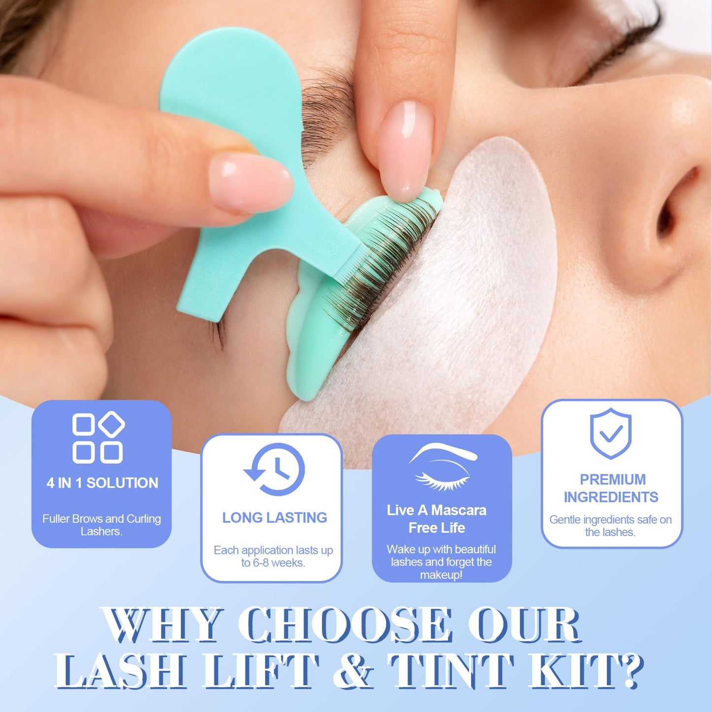 Lash Lift Kit, Eyelash Perm Kit for Natural Curling, Professional Eyelash Lift Kit for Long-Lasting Curl, Black Eyebrows & Eyelashes Color Kit, DIY Lash Lamination Set for Salon & Home Use