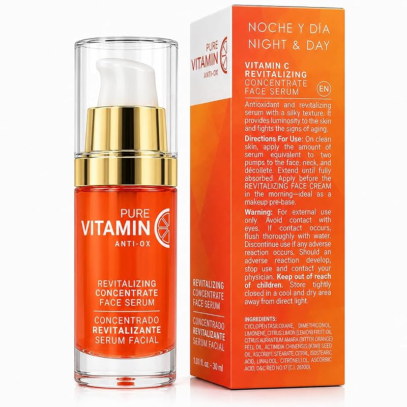 Vitamin C Serum for Mature Skin - Water-Free Anti-Aging Facial Serum 30 mL (1.01 oz) - Noche Y Dia