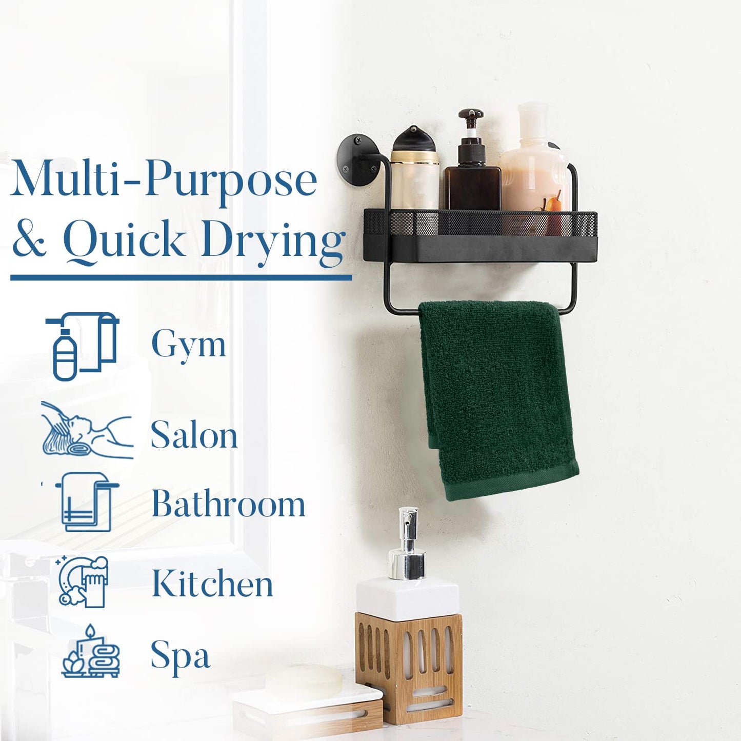 DAN RIVER Washcloths - 12 Pack, 12x12 Inches, 400 GSM, Hunter Green, 100% Cotton, Soft & Highly Absorbent Wash Cloths for Face and Body, Perfect for Bathroom, Makeup Removal, and Everyday Use