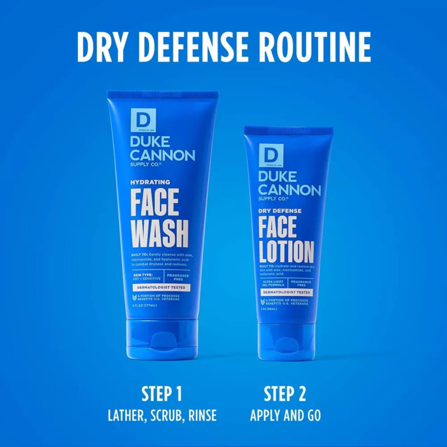 Duke Cannon Dry Defense Face Lotion, Ultra Lightweight Gel, Moisturizes and Protects, Fragrance Free, For Dry and Sensitive Skin - 3 oz.