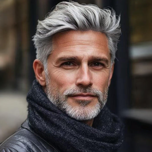 Daiaces Mens Short Grey Wig Natural Curly Gray Wig for Men Realistic Hair Replacement Handsome Male for Party Costumes Use