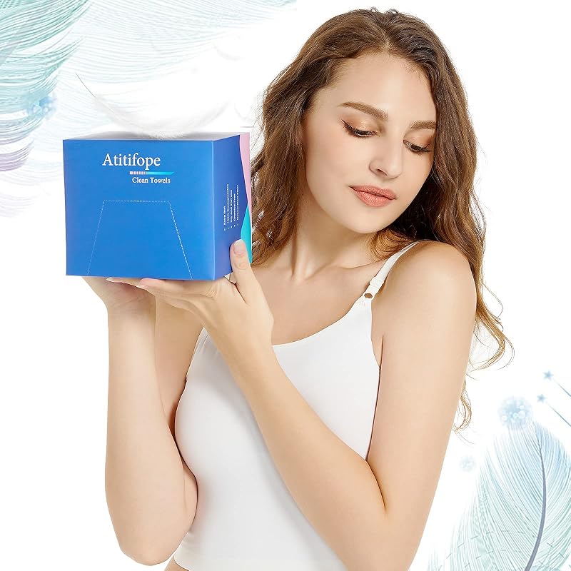 Disposable Face Towels Makeup Remover Wipes 100 Count (2 Boxes) – Soft, Thick Hygienic Cloths