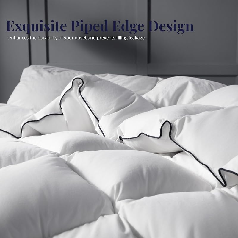 Queen Goose Down Duvet Insert - All-Season Comfort, 100% Cotton Shell, Hotel Quality