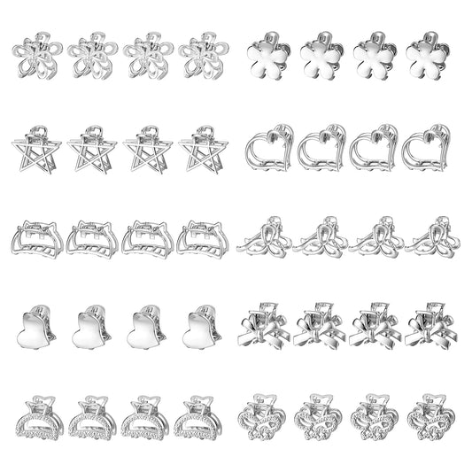 CWJCYTNSN Small Metal Hair Clips, Gold Mini Hair Claw Clips for Thin Thick Hair, Cute Tiny Hair Clips, Strong Hold NonSlip Flower Hair Jaw Clamps for Women Girls