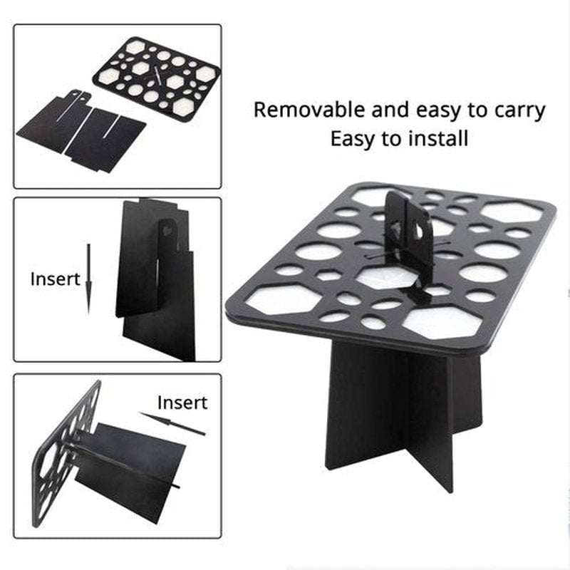 BEAKEY Makeup Brush Drying Rack, Collapsible Acrylic Makeup Brush Holder, Makeup Brush Dryer stand with 28 Holes, for Storing and Drying Various Sizes and Types of Brushes - Black