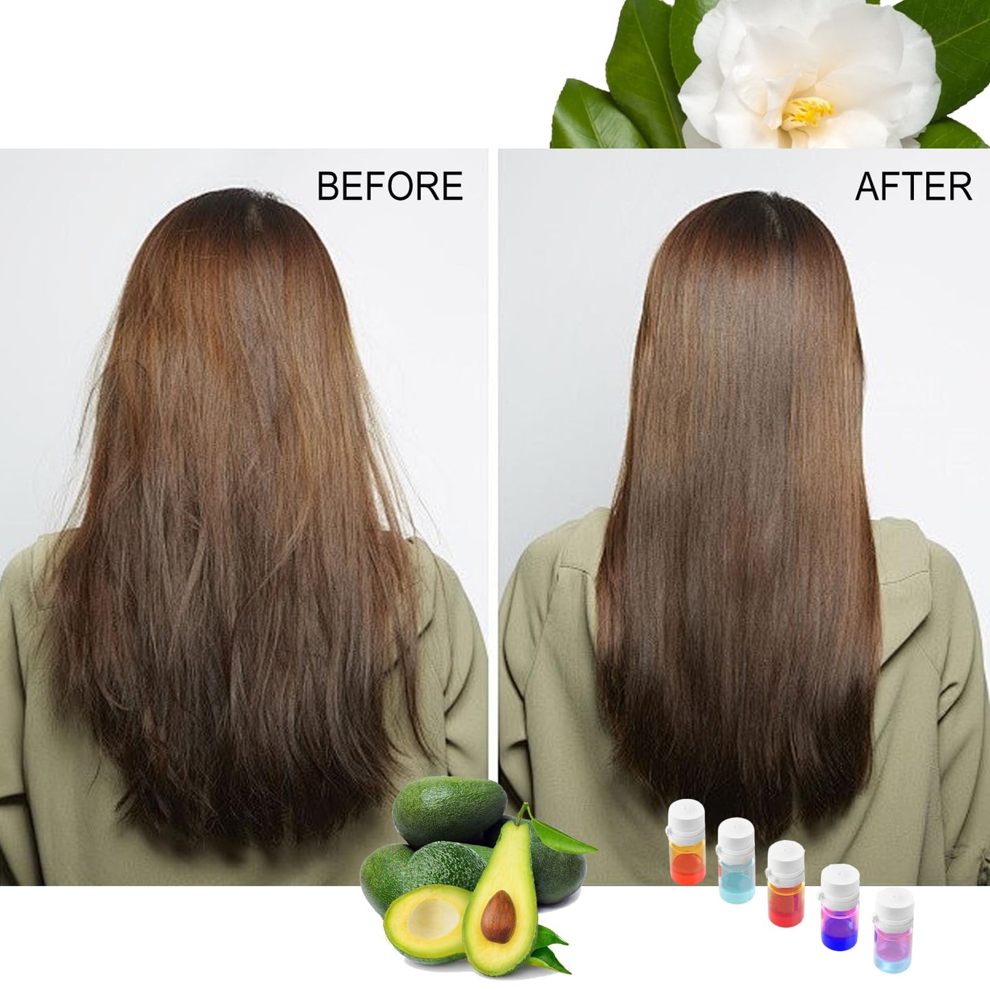Pricyru Perfume & Hair Oil 2-In-1, Avocado and Camellia Nourishment Hair Perfume Oil, Hair Perfume for Women Long-Lasting, Mini Travel Size Hair Perfume Oil Set for All Hair (1.5ml, 40PCS)