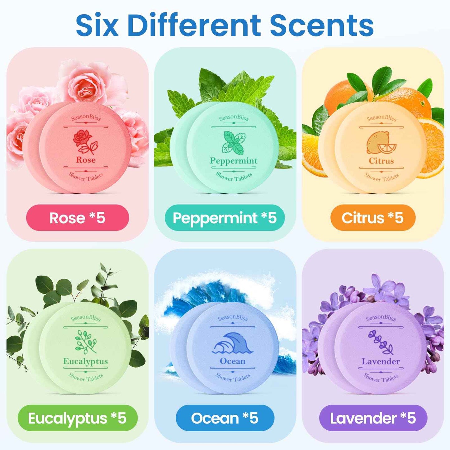 Shower Steamers 30 PCS with Individually Wrapped, Shower Bombs for Women with 6 Rich Scents, Rose Peppermint Citrus Eucalyptus Ocean Lavender, Christmas Birthday Mother's Day Present for Mom Wife Men
