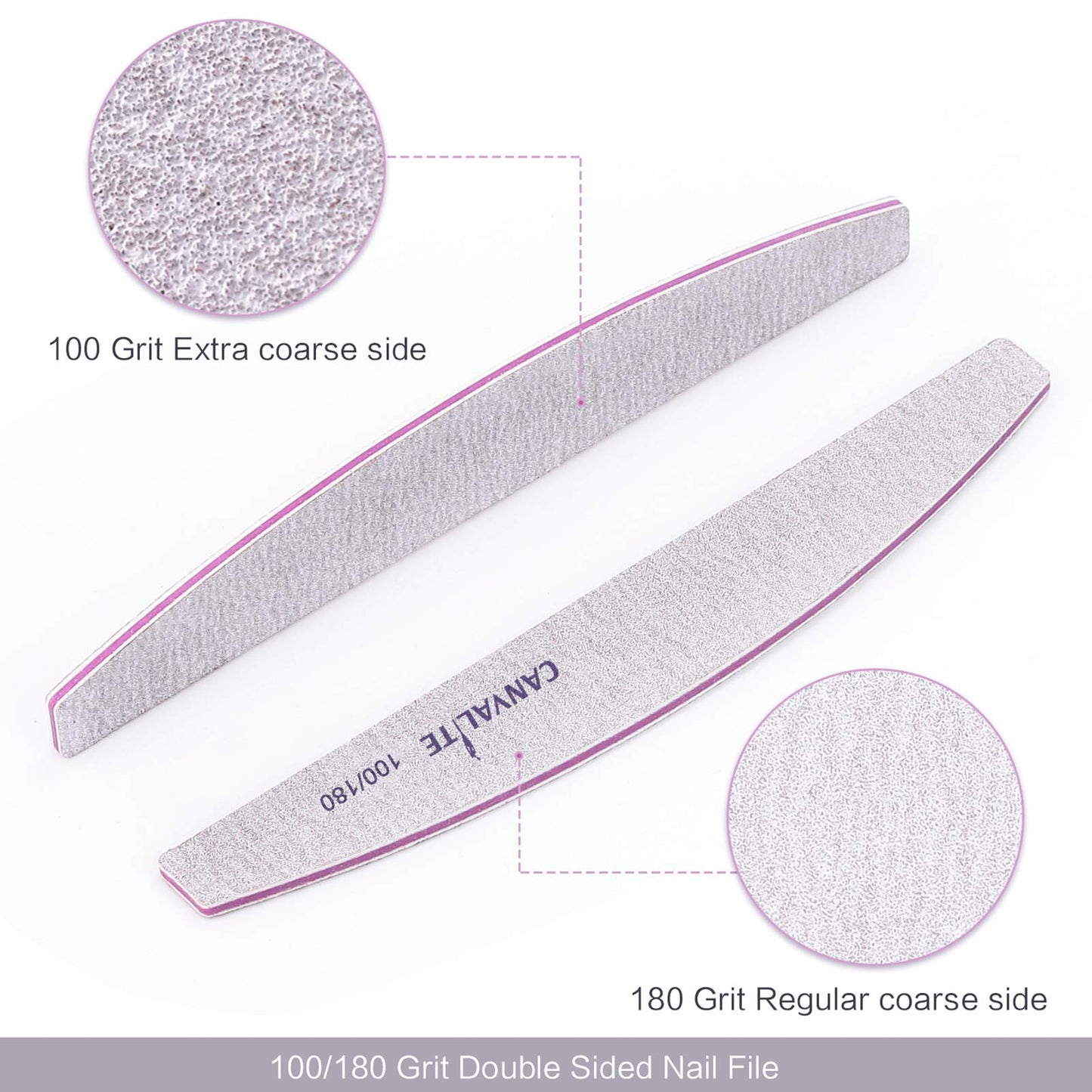Canvalite 50 PCS Nail File Professional Nail Files Reusable Double Sided Emery Board(100/180 Grit) Nail Styling Tools for Home and Salon Use