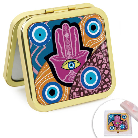 GLINTZ Compact Vanity Mirror for Women Men, Travel Makeup Mirror for Handbag Pocket Wallet, Portable Double-Sided Magnifying Cosmetic Mirror for Daily, Work, Business Gold