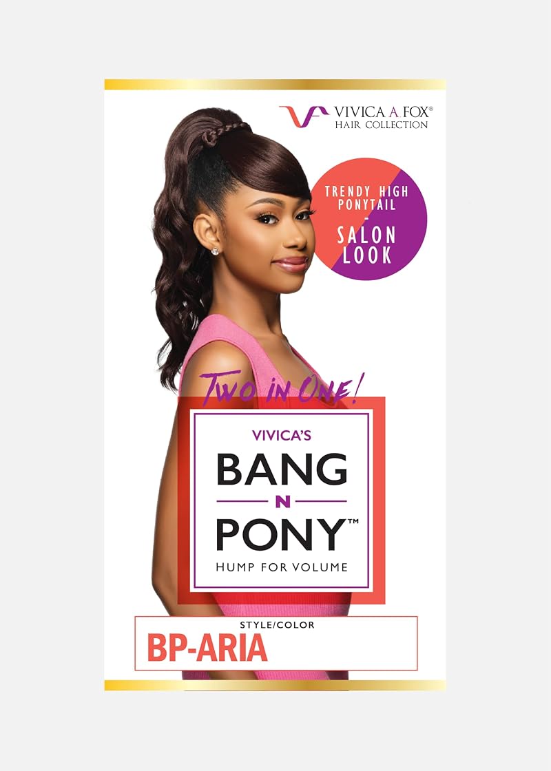 BP-ARIA Vivica A. Fox Bang & Pony Layered Body Curl Ponytail with Side-Swept Bang 16in - Off Black 1B
