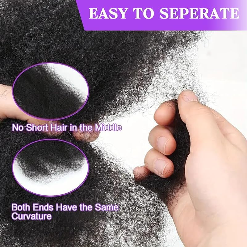 Bulk 50g 12 Inch Afro Kinky Human Hair for Braids, Dreadlocks & Locs - Black