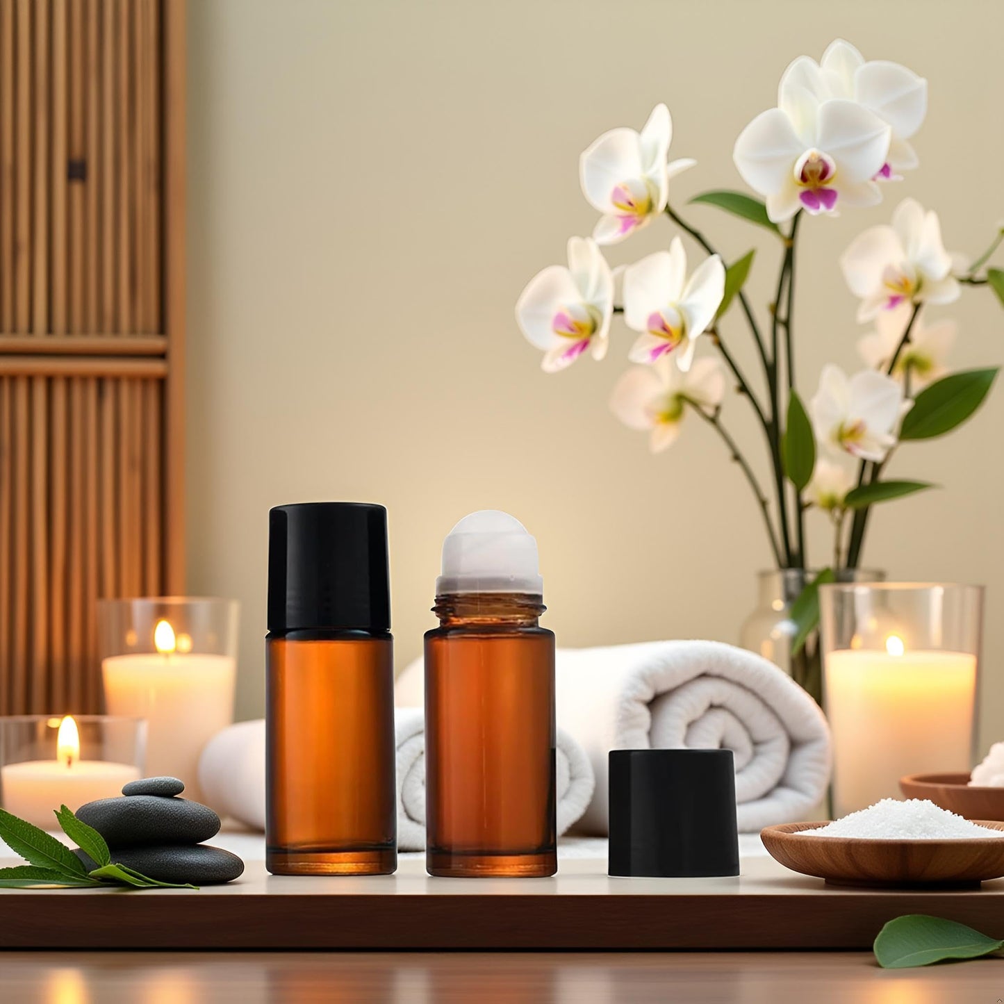 ZGLUZP 2 Pcs 50ml Brown Glass Essential Oil Roller Refillable Roll on Bottles Empty Deodorant Bottle Containers Rollerball Bottles for Fragrance Roller Refillable Containers