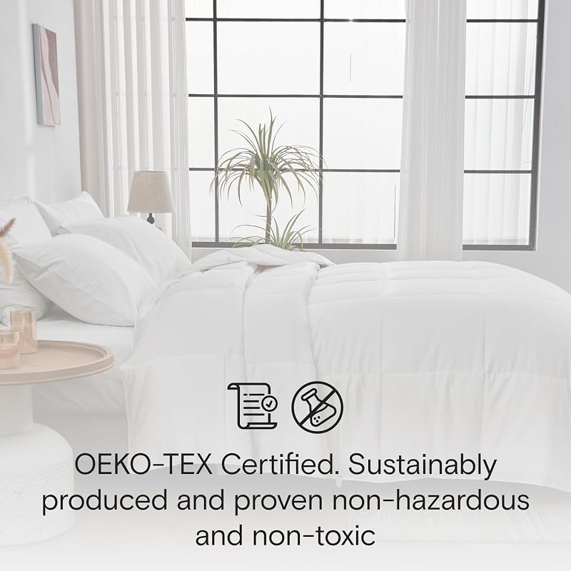 DOZ All Season Cooling Comforter Twin/Twin XL 70x90 - 100% Viscose Bamboo, Lightweight, Breathable, 8 Loops