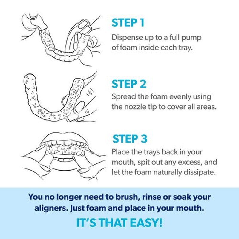 EverSmile AlignerFresh Original Clean Foam – Cleaner Compatible w/Invisalign and All Clear Aligners & Retainers – Eliminates Bacteria, Whitens Teeth, Fights Bad Breath – 50ml (1 Pack)