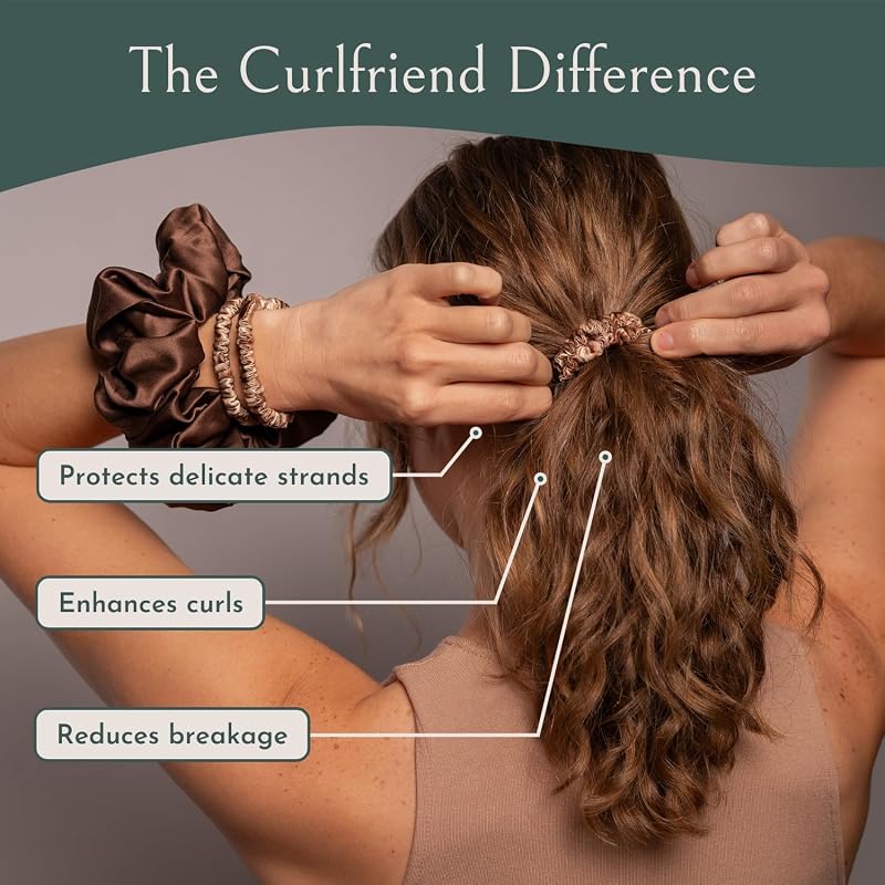 Mulberry Silk Skinny Scrunchies 4 Pack - Honey/Deep Bronde, 22 Momme Curlfriend