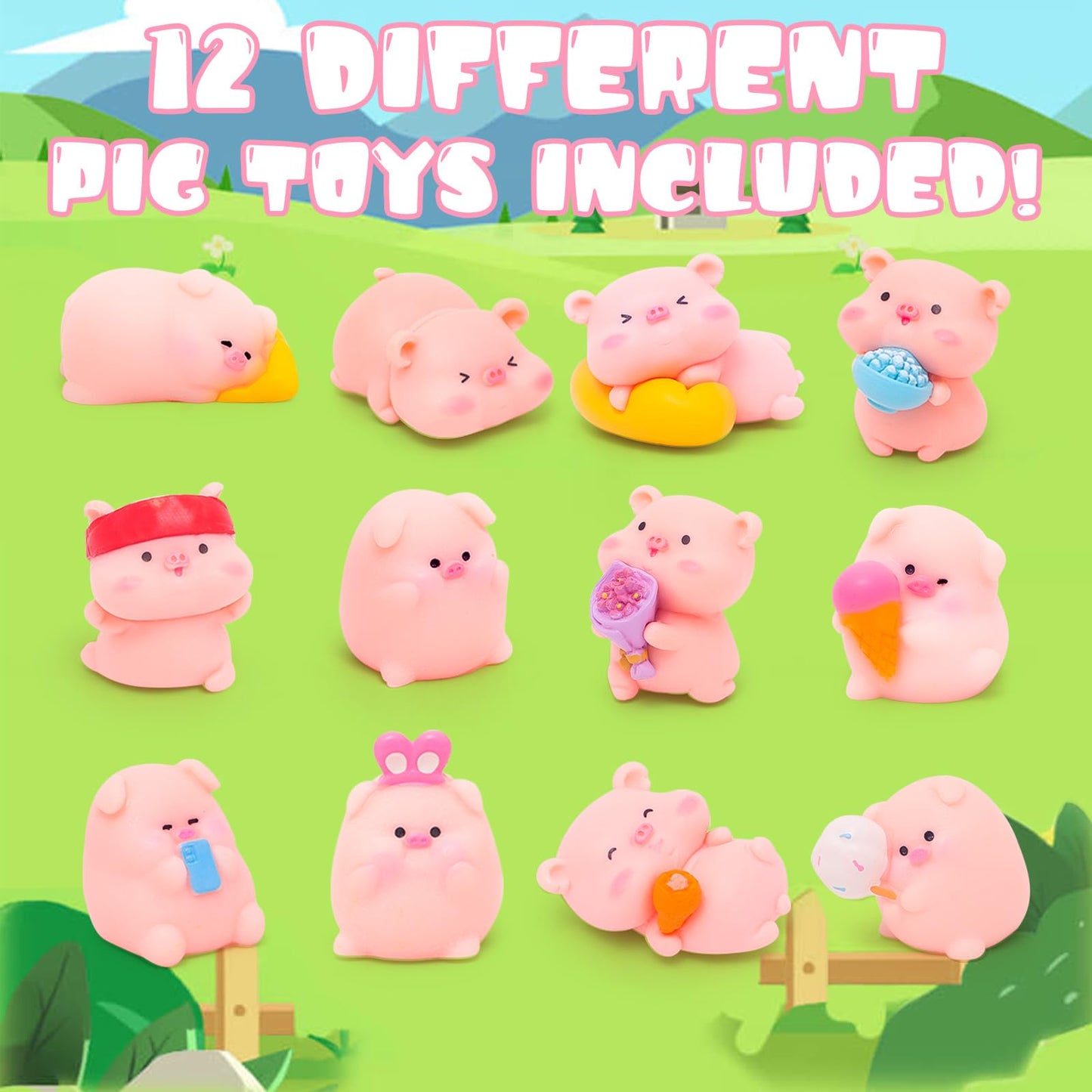 HAPGFS Bath Bombs for Kids with Surprise Inside Kids Organic Bath Bombs Set with Pig Toys Inside for Girls Boys Ideal Christmas Birthday Easter Gift