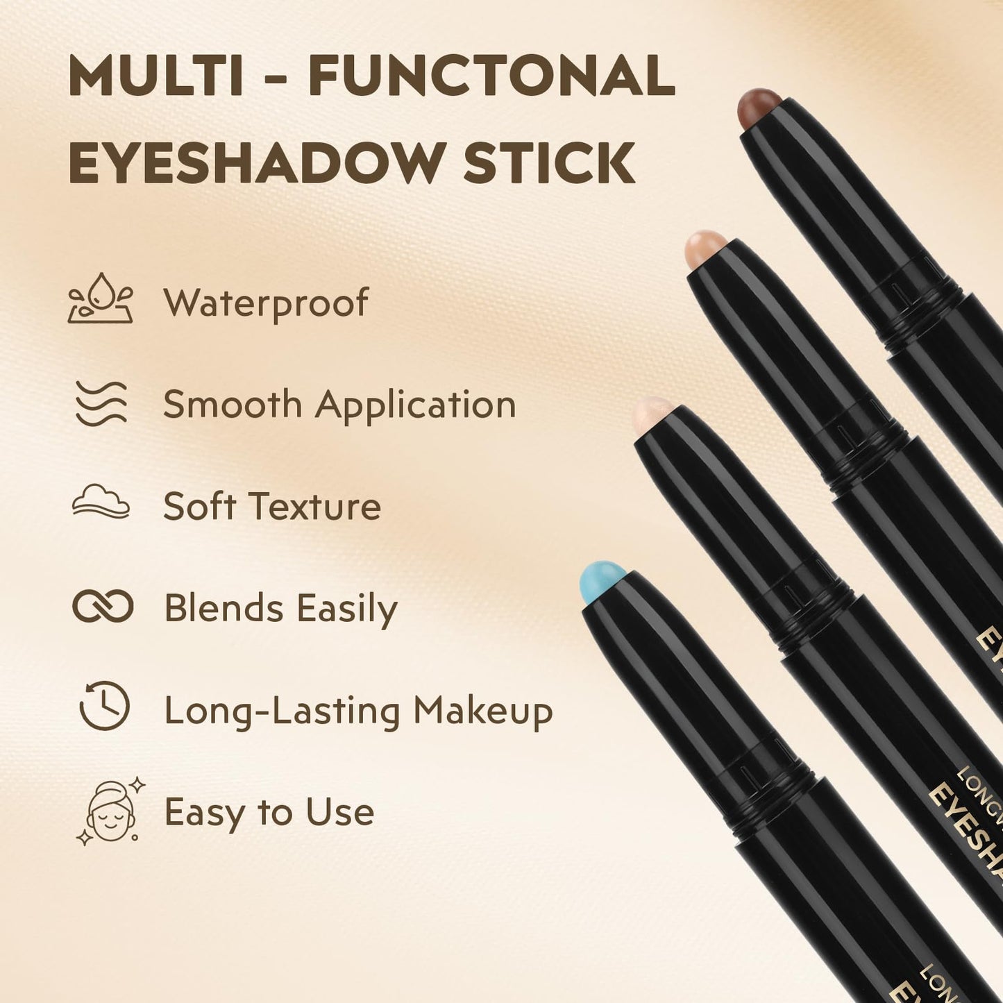 FIVEFULU Matte Cream Eyeshadow Stick, Yellow Eye Shadow Stick for Women【Waterproof】【Long-Lasting】【Ultra-Blendable Formula】 Rotatable Cream Eye Shadow Pencil Crayon (#07)