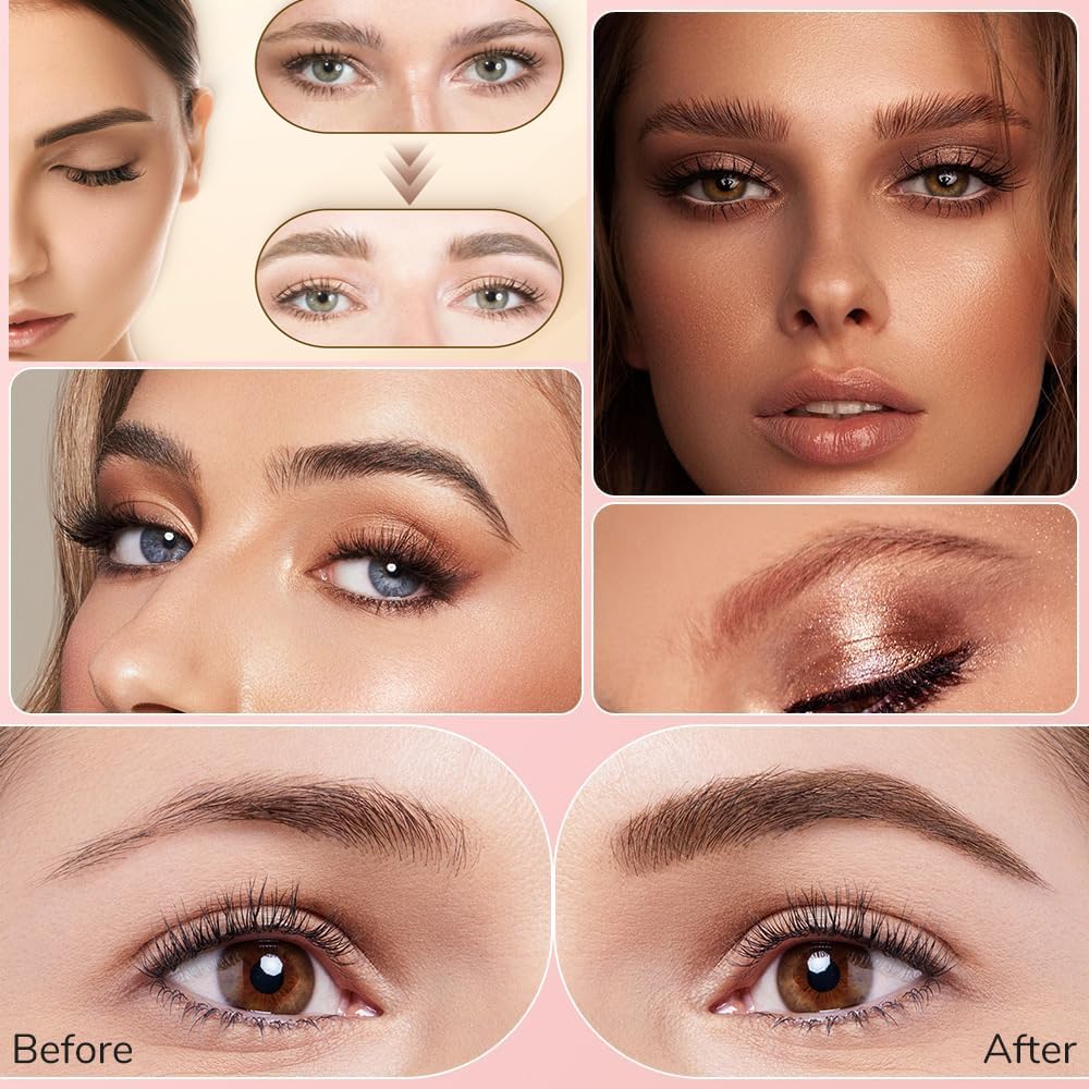 Eyebrow Pen, 2025 New Waterproof Microblading Eyebrow Pencil, 4 Tip Eye Brow Pen, Long-lasting Natural Eyebrow Makeup Fine Stroke Magic Eyebrow Pencil for Women (Dark Brown)