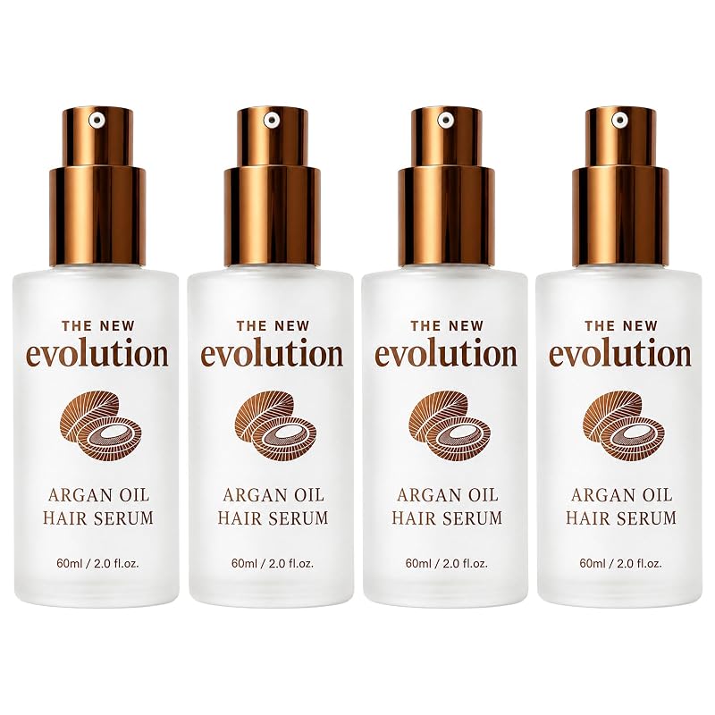 Evolution Argan Oil Serum with Vitamin E and Aloe Vera - 4 Pack, Frizz Control for Dry, Damaged Hair