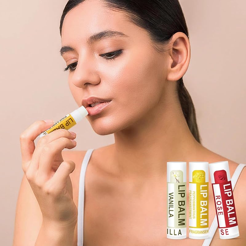 DMSKY 60 Pack Lip Balm Bulk - 12 Flavors Moisturizing Hydrating Gift Set, Scented Lip Care