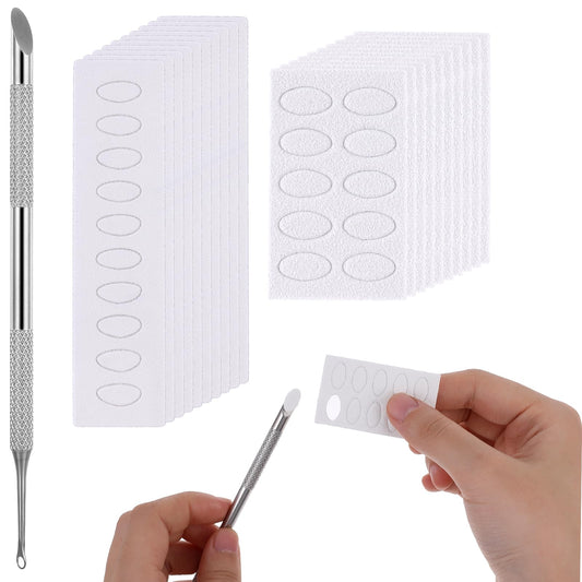 Dual Ended Cuticle Pusher, Round Cuticle Pusher Remover Manicure Tools for Fingernails with 100/180 Self-Adhesive Grit Sandpaper Sheets (Silver)