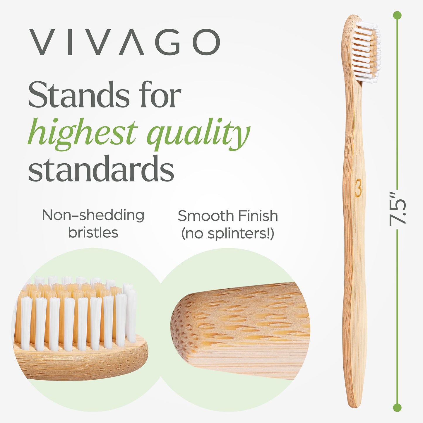 VIVAGO Bamboo Toothbrushes 10 Pack - BPA Free Soft Bristles Toothbrushes, Eco-Friendly, Natural Wooden Toothbrush