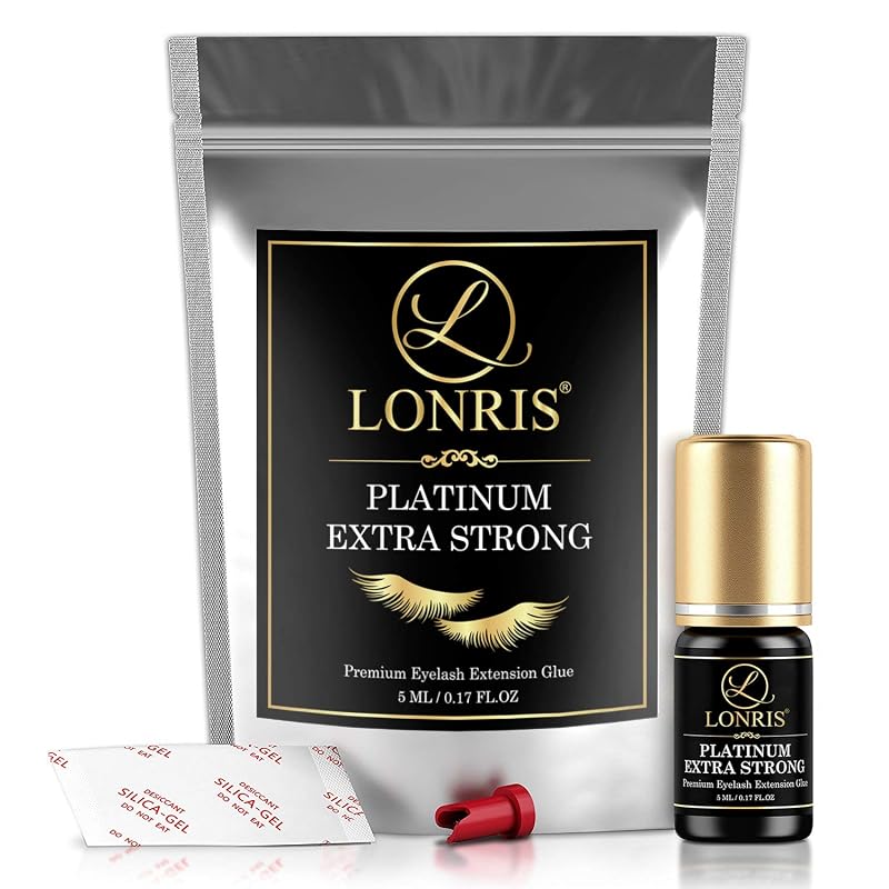 LONRIS Platinum Extra Strong Eyelash Extension Glue 5 ml – 8-9 Weeks Hold, 0.5-1s Dry Time