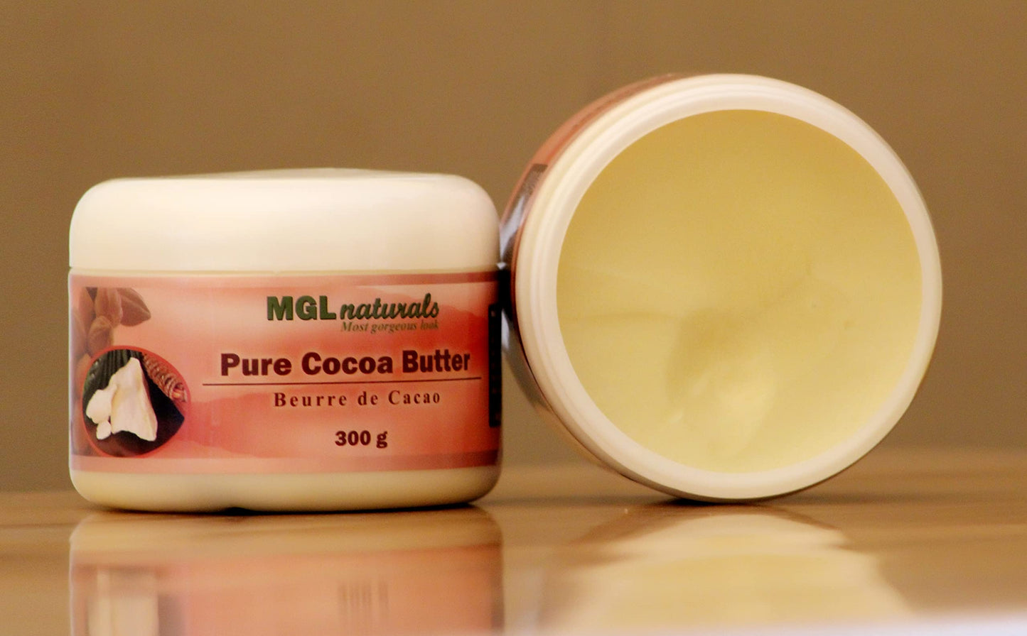 Raw Cocoa Butter, whipped, unrefined. Moisturizing and nourishing body butter for gorgeous skin. Use as cream for stretch marks, tattoo care, dry skin, feet and hands. From Ghana,11 oz / 300g