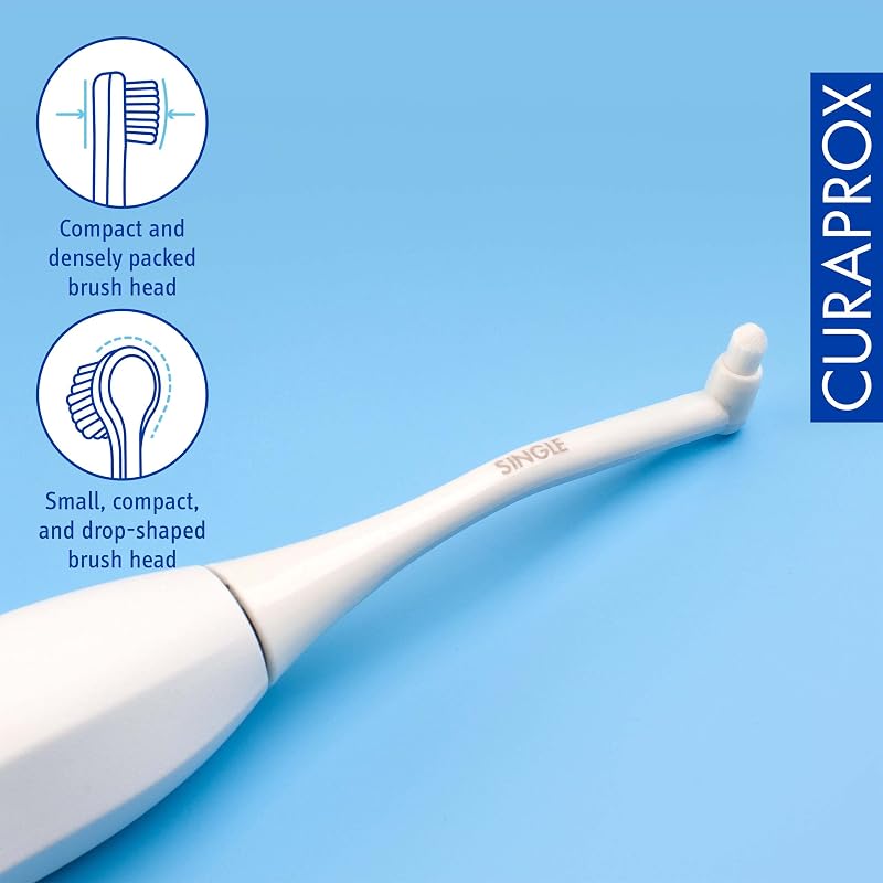 Hydrosonic Single Duo Toothbrush Heads for Braces & Implants - 2 Pack (Black/Black) - Curaprox