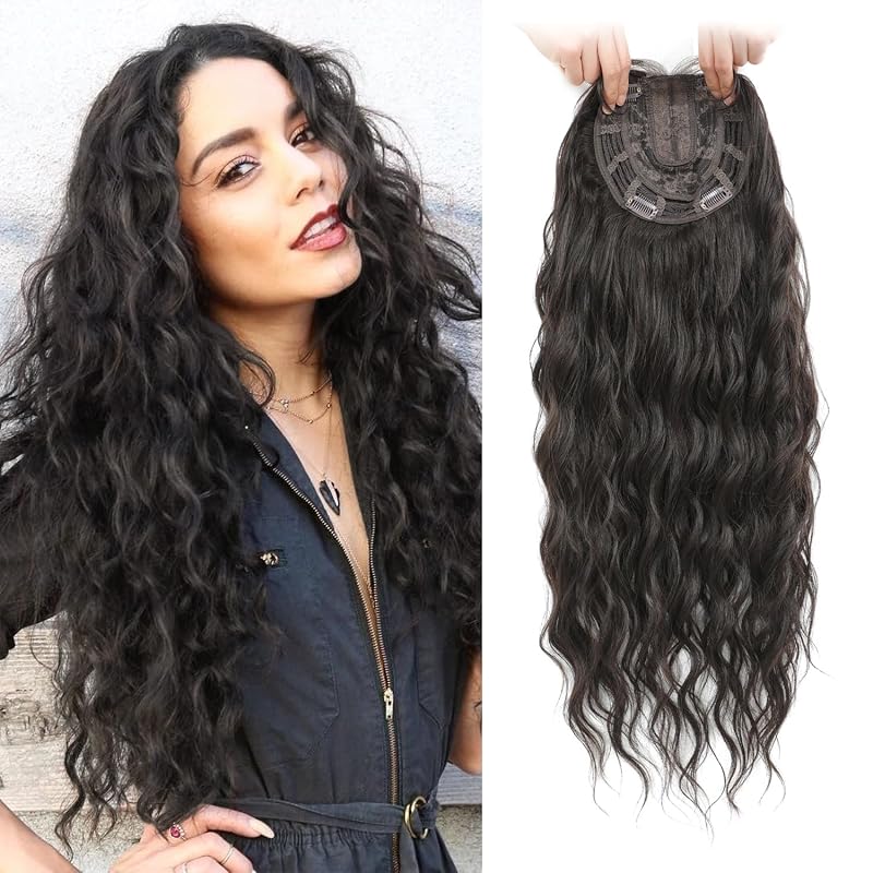 26inch Curly Hair Topper Wiglets for Women Brown Black - Instant Volume & Makeover