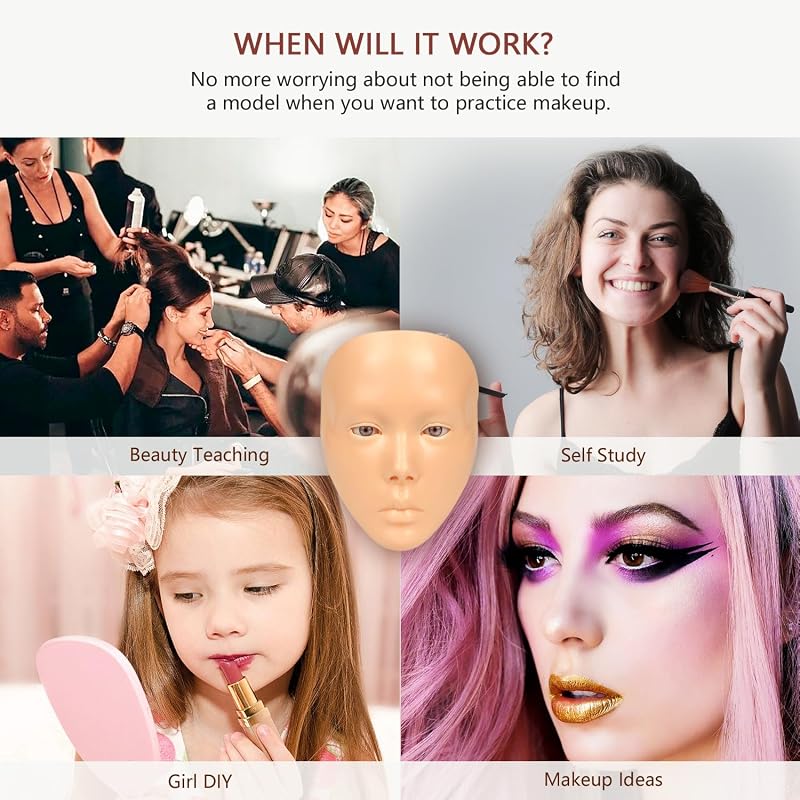 5D Silicone Makeup Practice Face - Full Face White with Detachable Base (Variation of THIS listing)