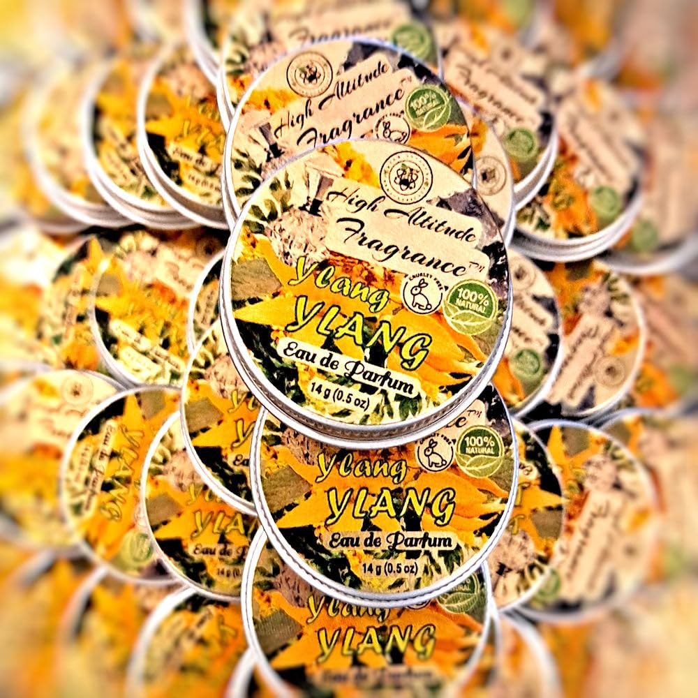 YLANG-YLANG Perfume - Eau de Parfum - Solid Balm - Aromatherapy Essential Oils (Cananga odorata, Tangerine, Jasmine, Hyacinth, Neroli, Linden, Lemon) Natural Fragrance, Travel, Favors, Gifts - 0.5oz