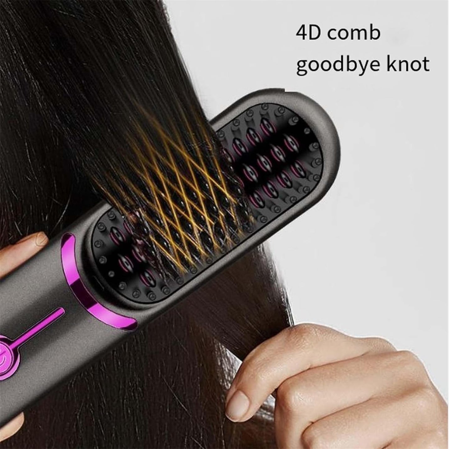 Healira Hair Straightener, Styluse Portable Hair Straightener Brush, 2-in-1 Straightener & Curler, 3 Adjustable Temperature, Rechargeable Wireless Comb, Style Your Hairs in Minutes (Black)