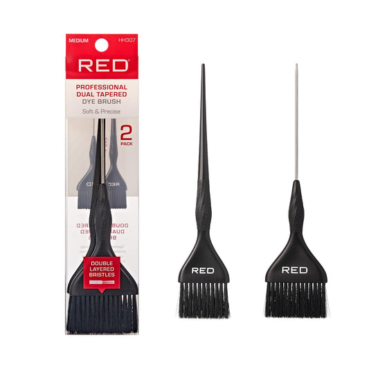RED by Kiss Professional Dual Tapered Hair Dye Brush, Double Layered Bristles, Non-Slip Spiral Handle, Salon Precision Tool (Medium, 2PK)