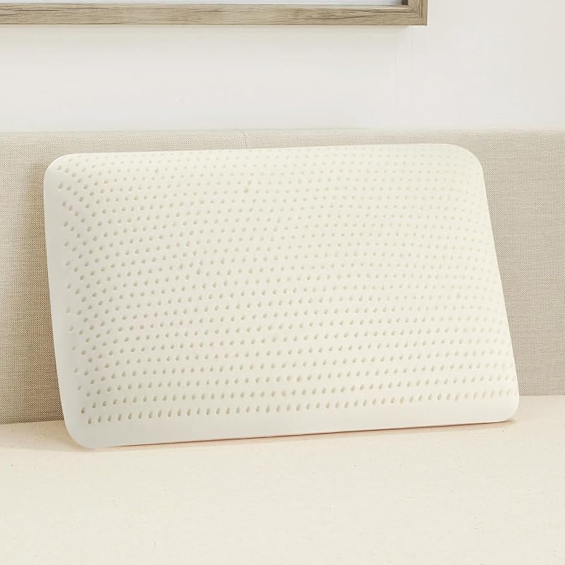 Queen Mid Loft Talalay Latex Pillow with Removable Cotton Cover – Pressure Relief, Breathable