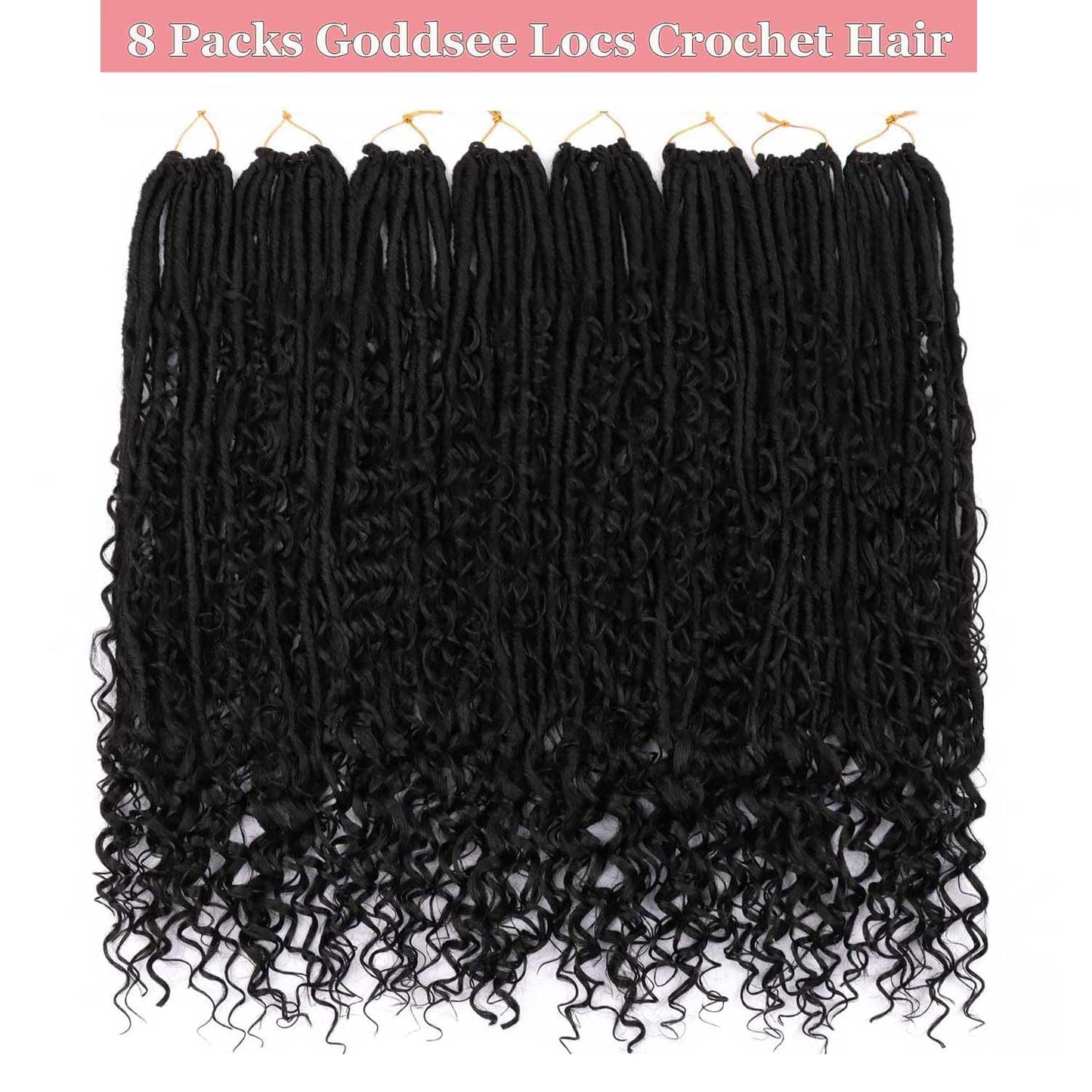 Boho Faux Locs Crochet Hair 24 Inch 8 Packs Soft Locs Curly Ends Bohemian Goddess Locs Crochet Hair for Black Women (1B, 24 Inch(pack of 8))