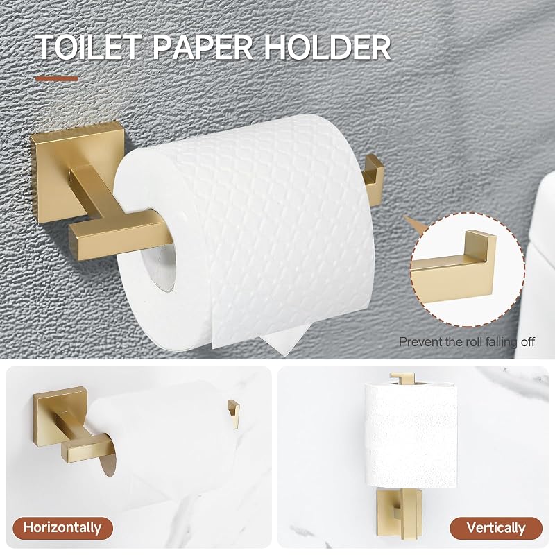 Brushed Gold 10-Piece Bathroom Hardware Set SUS304 Stainless Steel Wall Mounted