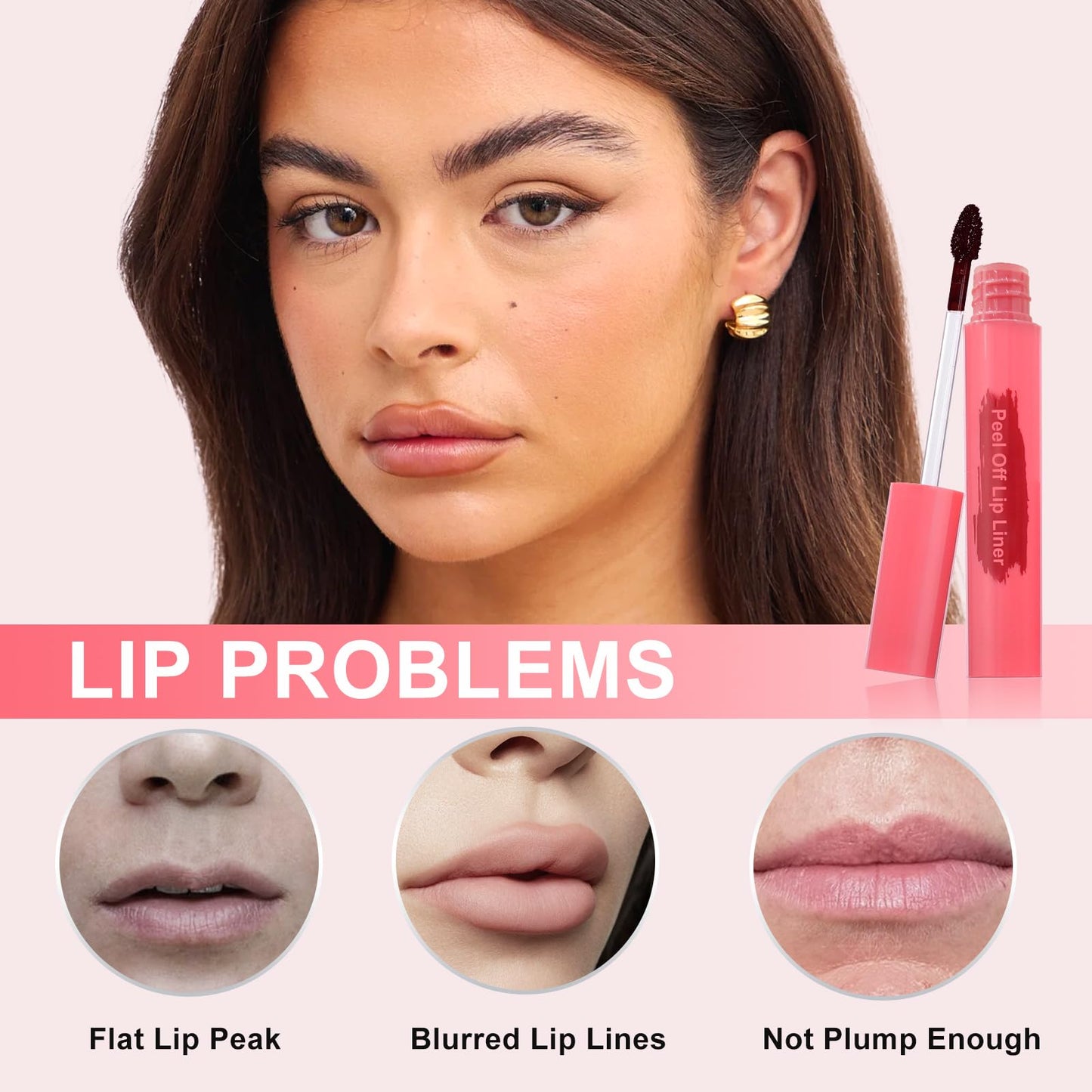 Ursoulney Peel Off Lip Liner - Lip Stain, Long-Lasting Moisturizing Waterproof Lip Stain Transfer-Proof with Matte Finish Stay on All Day (Rose, 1PCS)