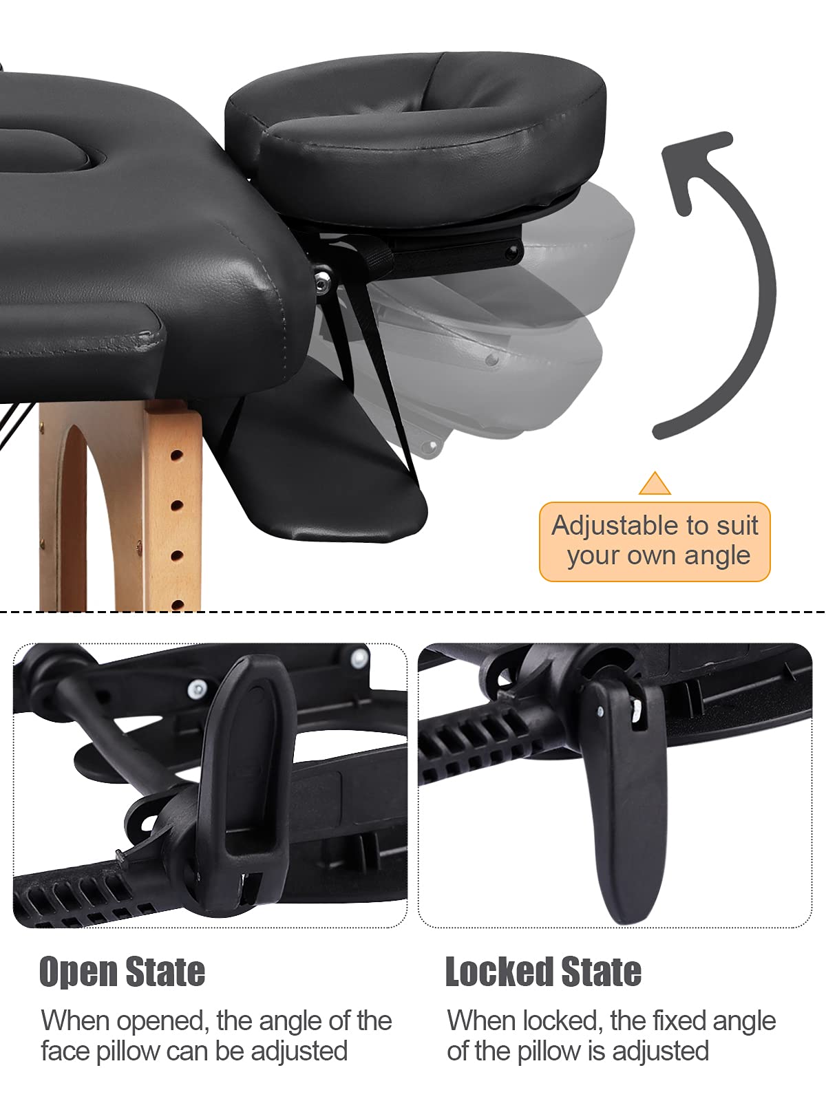 EBANKU Massage Face Cradle Massage Table Headrest Pillow, Standard Universal Adjustable Headrest Cradle with Pillow for Massage Tables