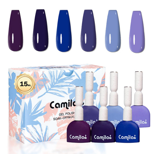 CAMILA ¿ 6pcs 15ml Gel Polish Set Red Pink Nude Green Yellow Gel Nail Polish Kit Soak Off Gel Polish Gift For Women