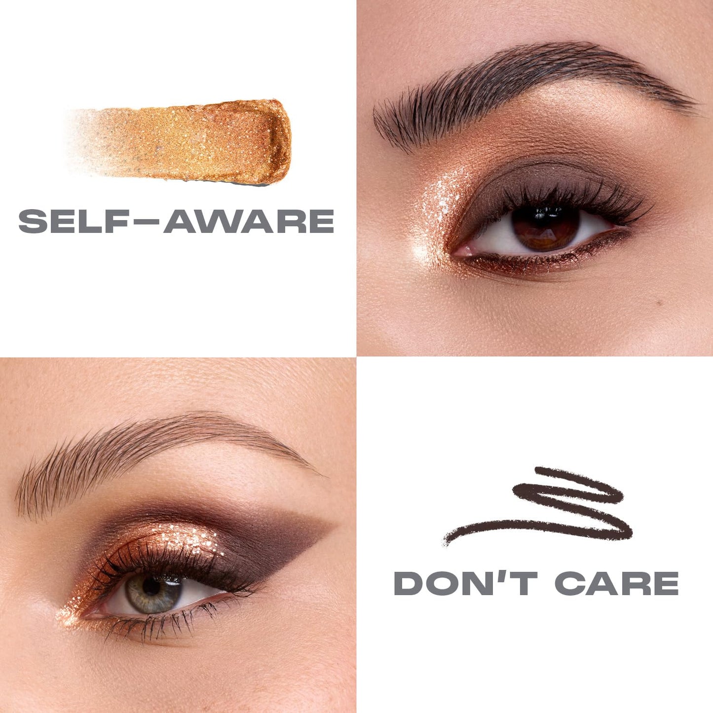 Morphe Mixed Signals Dual-Ended Eyeshadow Stick - Cream Eyeshadow Pigment & Chrome Liquid Flakes for Bold, Layered Eye Makeup Looks - Self Ware/Don't Care (0.96 oz)