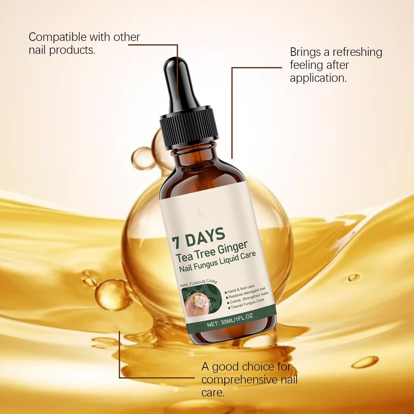 7 day Ginger Nail Care Spray Serum, Nail Oil for Growth and Strength Helps Nails Healthy Grow, Nail Care Spray Multi-Use Nail Nourishing Serum, Nail Growth Oil, 30ml (1 pcs)