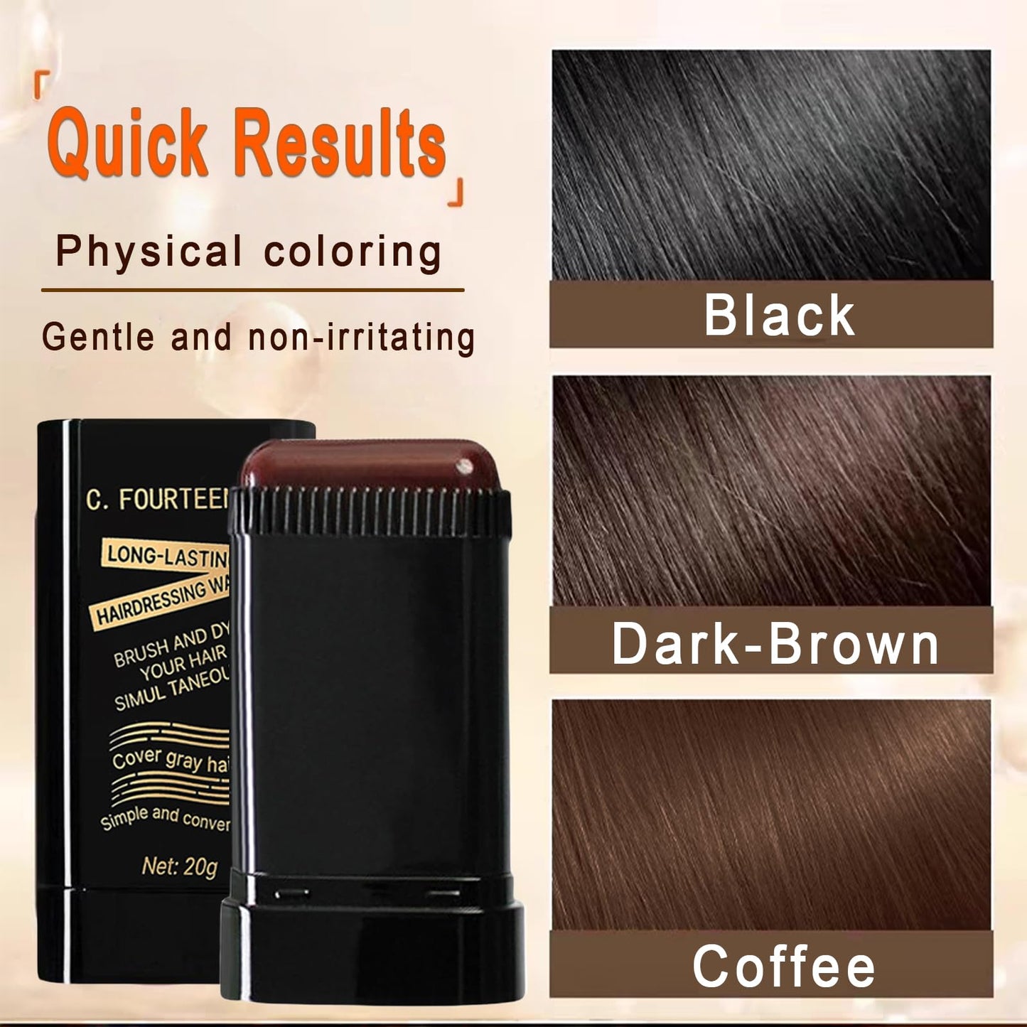 Safe and Convenient Comb Hair Dye, Portable Hair Color Comb for Gray Hair Coverage, Waterproof and Sweat-Proof Hair Concealer Stick, 2 in 1 Instant Dye, for Women & Men (Brownish Black, 02)
