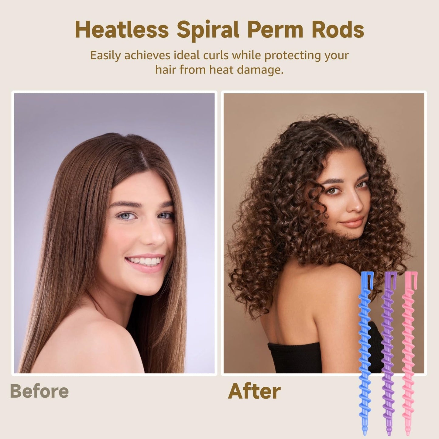 100 Pcs Spiral Perm Rods, Heatless Hair Curl Rods, Perm Wave Curlers Kit for Long Hair, Plastic Material, Styling Curling Rods for Custom Hairstyles, Random Colors