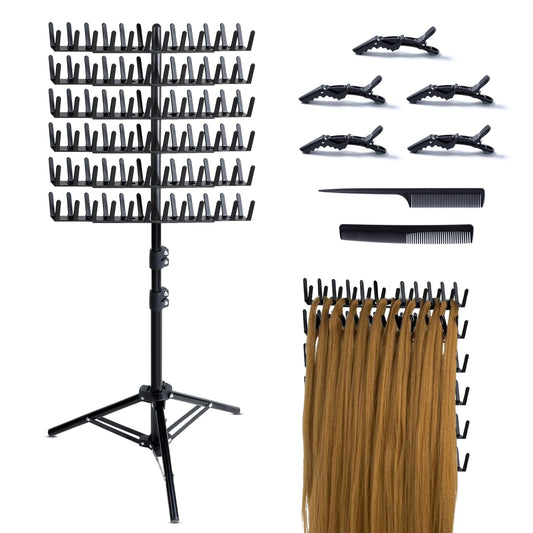 Eastdone Braiding Hair Rack Standing Extension Holder Hanger, 144 Pegs Divider for Separator Stand Display (Black)