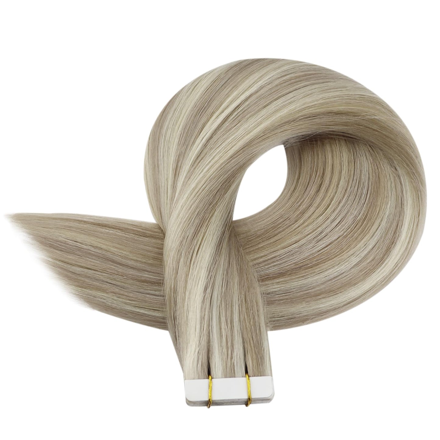 Full Shine Tape in Hair Extensions Human Hair 18 Inch Remy Human Hair Tape in Extensions Color 18/613 Ash Blonde Highlight with Platinum Blonde Invisible Hair Extensions Tape Ins 20Pcs 50Grams