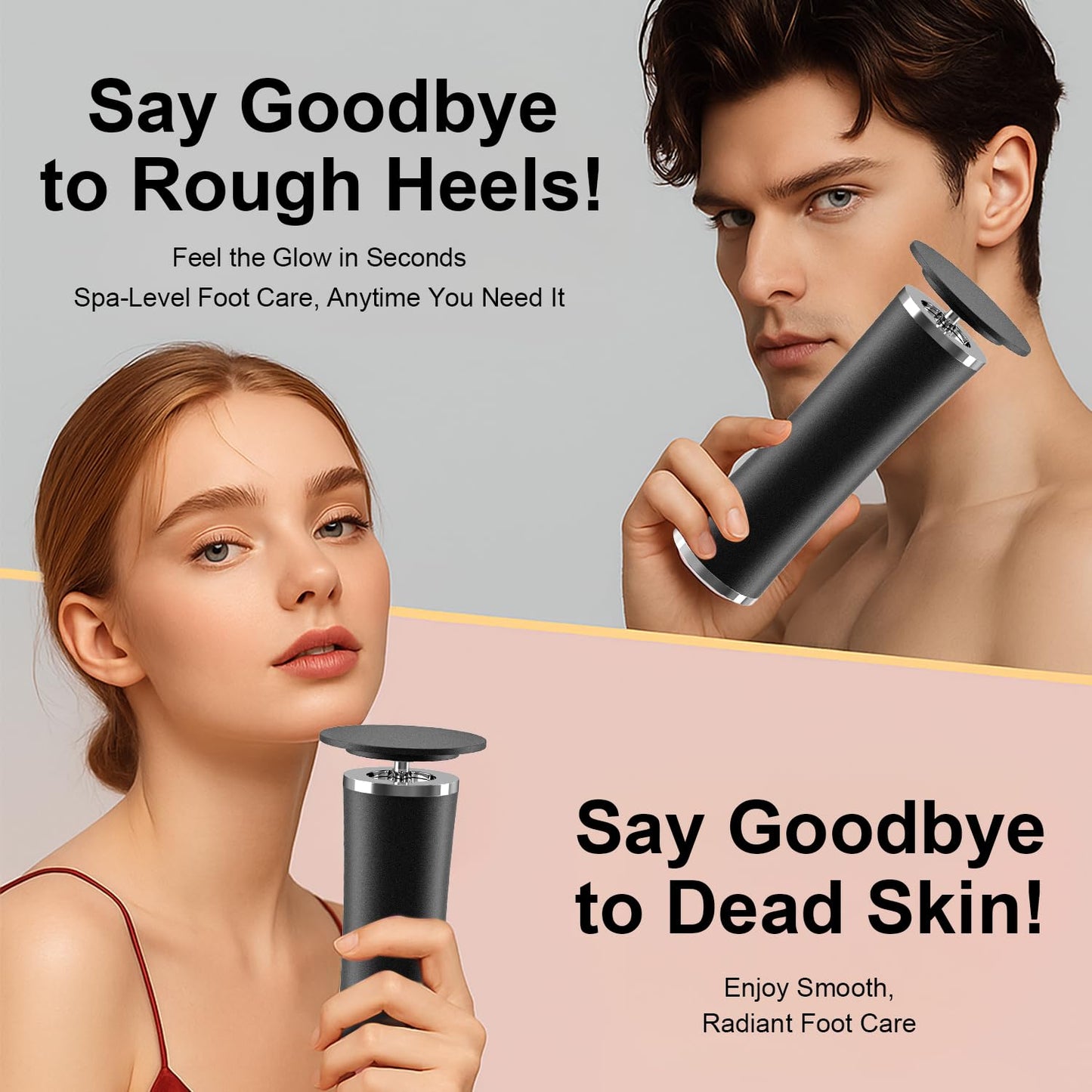 4.8 in Longer Electric Foot Callus Remover, Adjustable Speed Pedicure Tools for Feet with 60 Sanding Pads, Foot Scrubber File, Heel Scraper for Cracked Heels Black