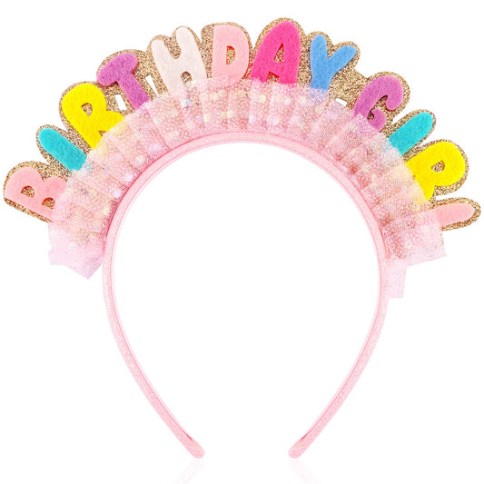 Vovii Birthday Girl Headband Princess Crown for Women Girls, Happy Birthday Headband for Hair Accessories