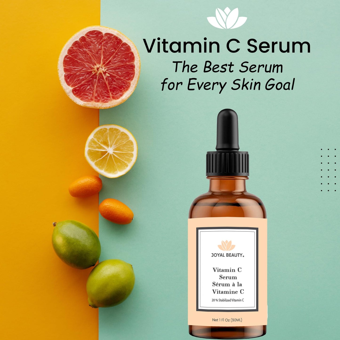 Joyal Beauty Vitamin C Serum with Hyaluronic Acid Vitamin E for Face and Skin. 20% Potent Vitamin C for Younger-look